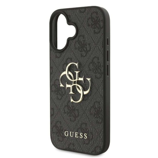Husa Guess PU 4G Metal Logo pentru iPhone 16, Gri (Bakr, GUHCP16S4GMGGR) by www.silkase.ro