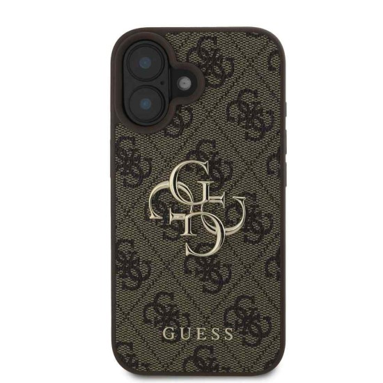 Husa Guess PU 4G Metal Logo pentru iPhone 16, Maro (Bakr, GUHCP16S4GMGBR) by www.silkase.ro