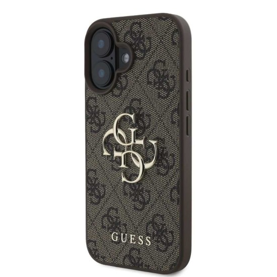 Husa Guess PU 4G Metal Logo pentru iPhone 16, Maro (Bakr, GUHCP16S4GMGBR) by www.silkase.ro