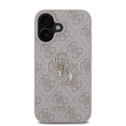 Husa Guess PU 4G Metal Logo pentru iPhone 16, Roz