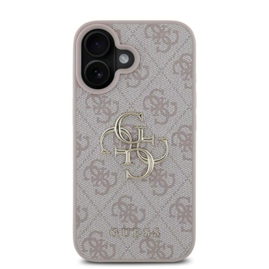 Husa Guess PU 4G Metal Logo pentru iPhone 16, Roz (Bakr, GUHCP16S4GMGPI) by www.silkase.ro