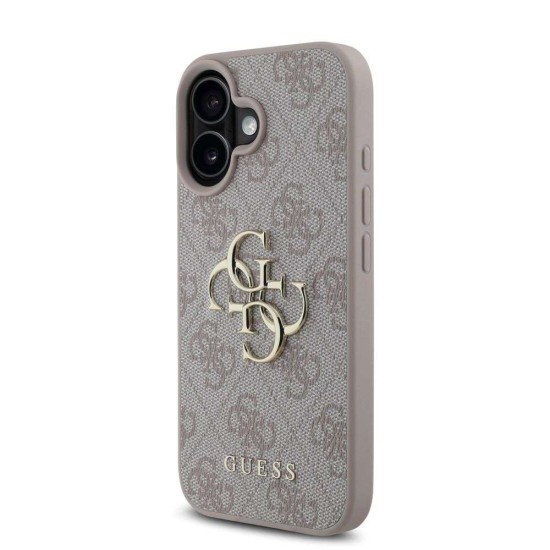 Husa Guess PU 4G Metal Logo pentru iPhone 16, Roz (Bakr, GUHCP16S4GMGPI) by www.silkase.ro