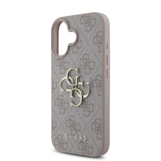 Husa Guess PU 4G Metal Logo pentru iPhone 16, Roz (Bakr, GUHCP16S4GMGPI) by www.silkase.ro