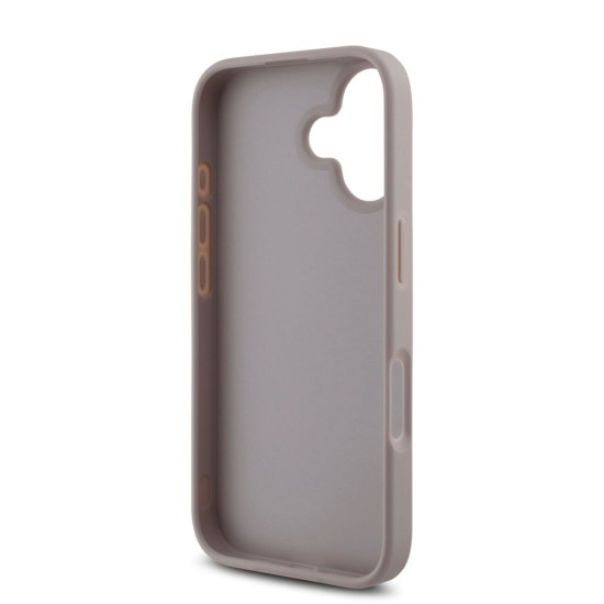 Husa Guess PU 4G Metal Logo pentru iPhone 16, Roz (Bakr, GUHCP16S4GMGPI) by www.silkase.ro