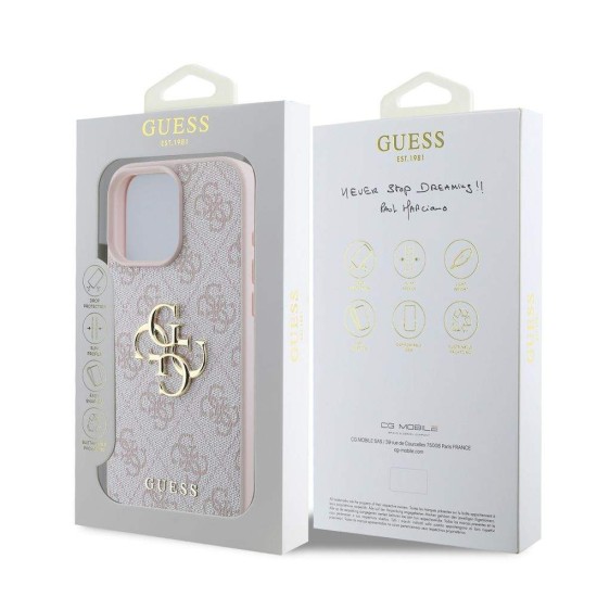 Husa Guess PU 4G Metal Logo pentru iPhone 16 Pro, Roz Husa Guess PU 4G Metal Logo pentru iPhone 16 Pro, Roz (Bakr, GUHCP16L4GMGPI) by www.silkase.ro