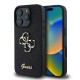 Husa Guess PU 4G Fixed Glitter Metal Logo pentru iPhone 16 Pro, Neagra (Bakr, GUHCP16LHG4SGK) by www.silkase.ro