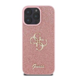 Husa Guess PU Fixed Glitter 4G Metal Logo pentru iPhone 16 Pro Max, Roz Husa Guess PU Fixed Glitter 4G Metal Logo pentru iPhone 16 Pro Max, Roz