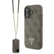 Husa Crossbody Guess PU 4G Strass Triangle Logo pentru iPhone 16, Maro (Bakr, GUHCP16SP4TDSCPW) by www.silkase.ro