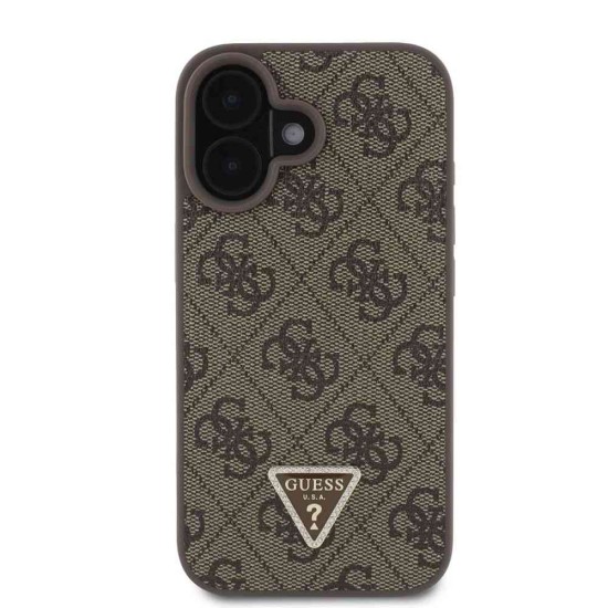 Husa Crossbody Guess PU 4G Strass Triangle Logo pentru iPhone 16, Maro (Bakr, GUHCP16SP4TDSCPW) by www.silkase.ro
