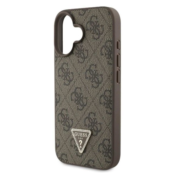 Husa Crossbody Guess PU 4G Strass Triangle Logo pentru iPhone 16, Maro (Bakr, GUHCP16SP4TDSCPW) by www.silkase.ro