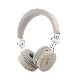Căști Wireless Over-Ear Guess PU Grained Triangle Logo (ENC), Bej