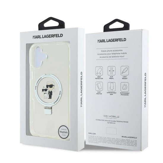 Husa Karl Lagerfeld Ringstand Karl and Choupette MagSafe pentru iPhone 16, Alba Husa Karl Lagerfeld Ringstand Karl and Choupette MagSafe pentru iPhone 16, Alba (Bakr, KLHMP16SHMRSKCH) by www.silkase.ro