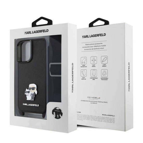 Husa Crossbody Karl Lagerfeld Saffiano Metal Karl and Choupette pentru iPhone 16 Plus, Neagra Husa Crossbody Karl Lagerfeld Saffiano Metal Karl and Choupette pentru iPhone 16 Plus, Neagra (Bakr, KLHCP16MSAKCPBK) by www.silkase.ro