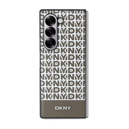 Husă DKNY PU Leather Repeat Pattern Bottom Stripe MagSafe pentru Samsung Galaxy Z Fold 6, Maro (Bakr, DKHMZFD6PSOSPW) by www.silkase.ro