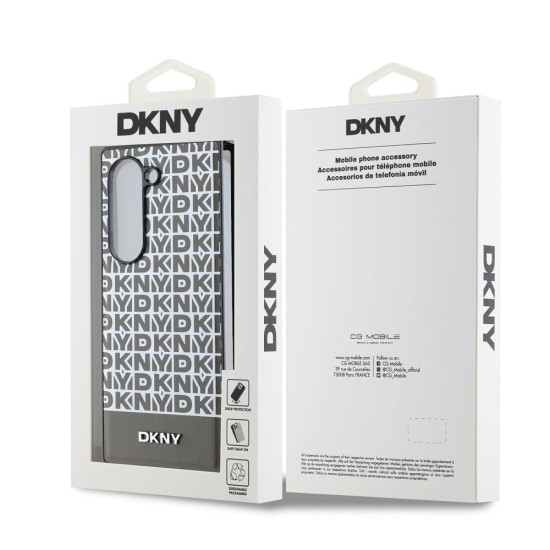 Husă DKNY PU Leather Repeat Pattern Bottom Stripe MagSafe pentru Samsung Galaxy Z Fold 6, Maro (Bakr, DKHMZFD6PSOSPW) by www.silkase.ro