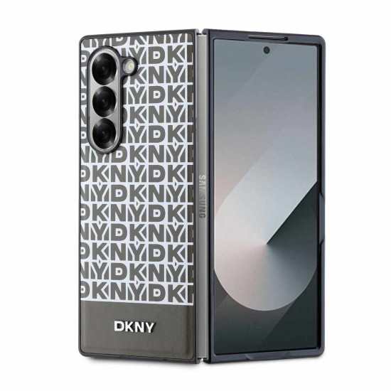 Husă DKNY PU Leather Repeat Pattern Bottom Stripe MagSafe pentru Samsung Galaxy Z Fold 6, Maro (Bakr, DKHMZFD6PSOSPW) by www.silkase.ro