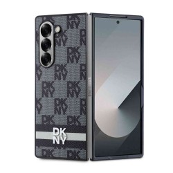 Husă DKNY din Piele Ecologică cu Model în Carouri și Dungi pentru Samsung Galaxy Z Fold 6, Negru