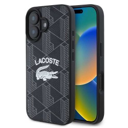 Husa Lacoste Blend Monogram MagSafe pentru iPhone 16, Neagra