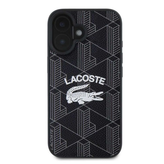 Husa Lacoste Blend Monogram MagSafe pentru iPhone 16, Neagra (Bakr, LCHMP16SPIGK) by www.silkase.ro