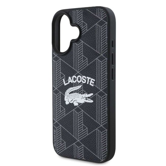 Husa Lacoste Blend Monogram MagSafe pentru iPhone 16, Neagra (Bakr, LCHMP16SPIGK) by www.silkase.ro