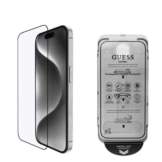 Folie de Sticlă (Screen Protector) 2.5D Guess pentru iPhone 16 Pro Max, Neagra (Bakr, GUTGP16XBOKGCIT) by www.silkase.ro