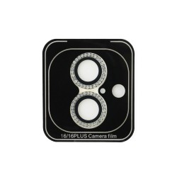 Protecție Cameră Guess Glitter pentru iPhone 16 / 16 Plus, Aurie