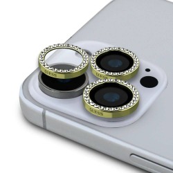 Protecție Cameră Guess Glitter pentru iPhone 16 Pro / 16 Pro Max, Aurie