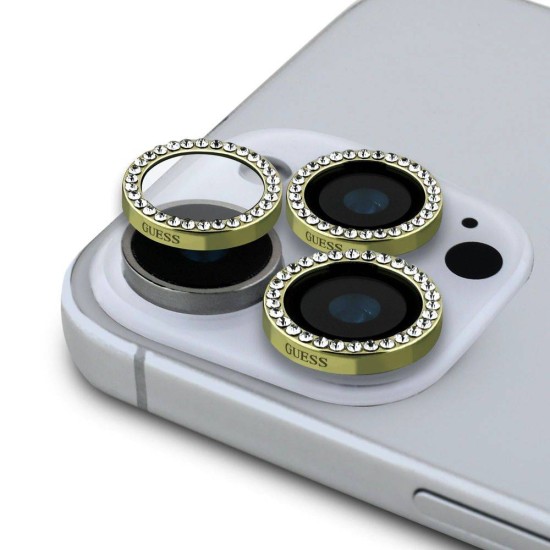 Protecție Cameră Guess Glitter pentru iPhone 16 Pro / 16 Pro Max, Aurie Protecție Cameră Guess Glitter pentru iPhone 16 Pro / 16 Pro Max, Aurie (Bakr, GUCL163SGGD) by www.silkase.ro