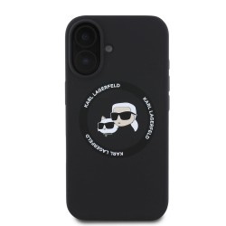 Husa Karl Lagerfeld Liquid Silicone K&CH Heads MagSafe pentru iPhone 16, Neagra Husa Karl Lagerfeld Liquid Silicone K&CH Heads MagSafe pentru iPhone 16, Neagra