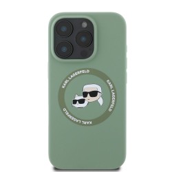 Husa Karl Lagerfeld Liquid Silicone K&CH Heads MagSafe pentru iPhone 16 Pro, Kaki