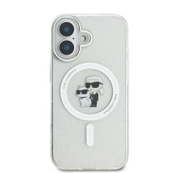 Husa Karl Lagerfeld IML Glitter Karl and Choupette MagSafe pentru iPhone 16, Transparenta