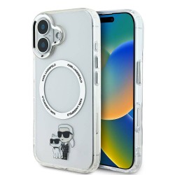 Husa Karl Lagerfeld IML Karl and Choupette MagSafe pentru iPhone 16 Plus, Transparenta