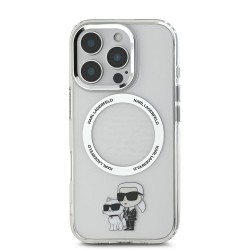 Husa Karl Lagerfeld IML Karl and Choupette MagSafe pentru iPhone 16 Pro Max, Transparenta Husa Karl Lagerfeld IML Karl and Choupette MagSafe pentru iPhone 16 Pro Max, Transparenta
