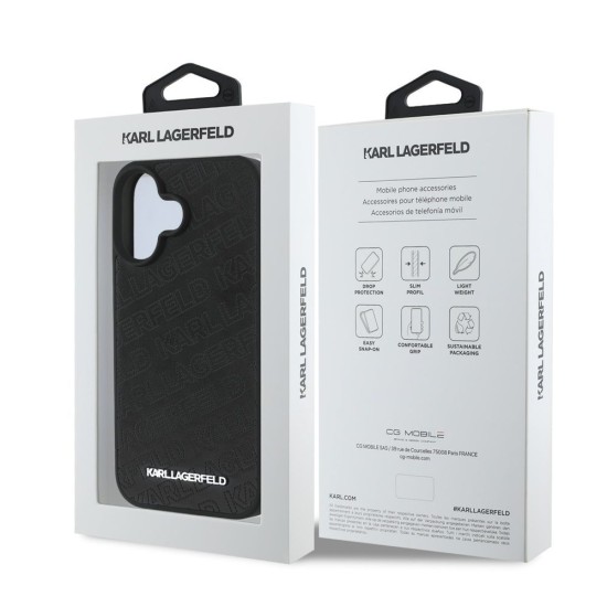 Husa Karl Lagerfeld PU Quilted Pattern pentru iPhone 16, Neagra (Bakr, KLHCP16SPQKPMK) by www.silkase.ro