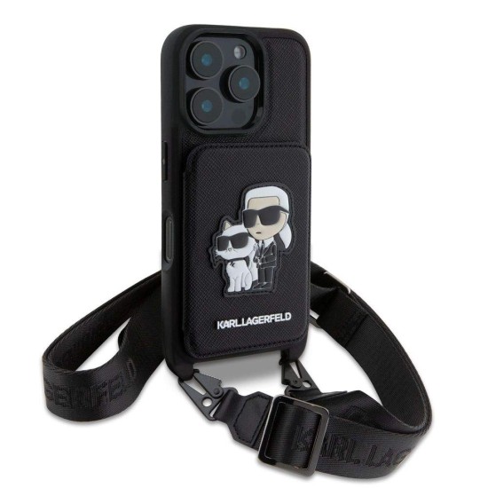 Husa Crossbody Karl Lagerfeld Saffiano Karl and Choupette pentru iPhone 16 Pro, Neagra Husa Crossbody Karl Lagerfeld Saffiano Karl and Choupette pentru iPhone 16 Pro, Neagra (Bakr, KLHCP16LCSAKCPMK) by www.silkase.ro