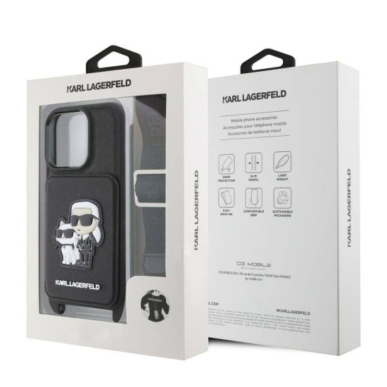 Husa Crossbody Karl Lagerfeld Saffiano Karl and Choupette pentru iPhone 16 Pro, Neagra Husa Crossbody Karl Lagerfeld Saffiano Karl and Choupette pentru iPhone 16 Pro, Neagra (Bakr, KLHCP16LCSAKCPMK) by www.silkase.ro