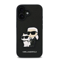 Husa Karl Lagerfeld PU Saffiano Karl and Choupette pentru iPhone 16, Neagra Husa Karl Lagerfeld PU Saffiano Karl and Choupette pentru iPhone 16, Neagra