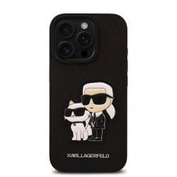 Husa Karl Lagerfeld PU Saffiano Karl and Choupette pentru iPhone 16 Pro, Neagra Husa Karl Lagerfeld PU Saffiano Karl and Choupette pentru iPhone 16 Pro, Neagra