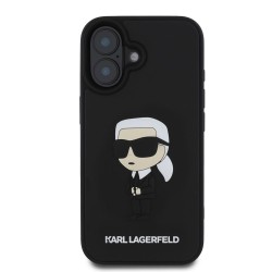 Husa Karl Lagerfeld 3D Rubber Ikonik pentru iPhone 16, Neagra Husa Karl Lagerfeld 3D Rubber Ikonik pentru iPhone 16, Neagra
