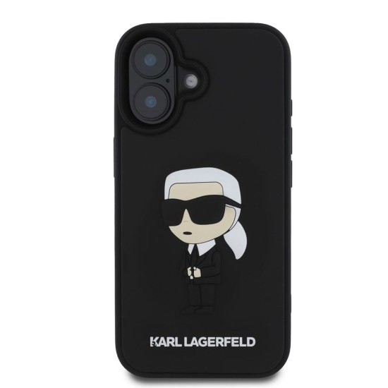Husa Karl Lagerfeld 3D Rubber Ikonik pentru iPhone 16, Neagra Husa Karl Lagerfeld 3D Rubber Ikonik pentru iPhone 16, Neagra (Bakr, KLHCP16S3DRKINK) by www.silkase.ro