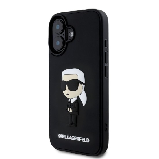 Husa Karl Lagerfeld 3D Rubber Ikonik pentru iPhone 16, Neagra Husa Karl Lagerfeld 3D Rubber Ikonik pentru iPhone 16, Neagra (Bakr, KLHCP16S3DRKINK) by www.silkase.ro