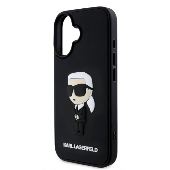 Husa Karl Lagerfeld 3D Rubber Ikonik pentru iPhone 16, Neagra Husa Karl Lagerfeld 3D Rubber Ikonik pentru iPhone 16, Neagra (Bakr, KLHCP16S3DRKINK) by www.silkase.ro
