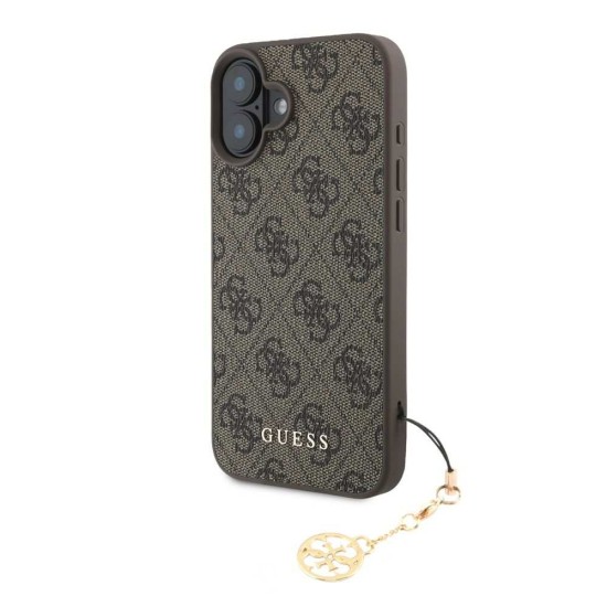 Husa Guess 4G Charm (Tone on Tone) pentru iPhone 16, Maro (Bakr, GUHCP16SGF4GCW) by www.silkase.ro
