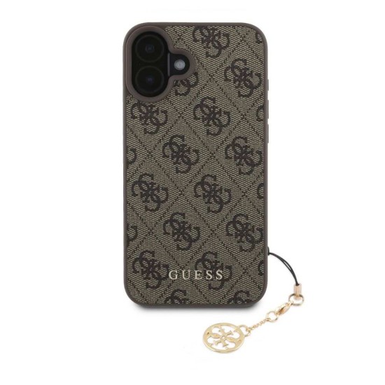 Husa Guess 4G Charm (Tone on Tone) pentru iPhone 16, Maro (Bakr, GUHCP16SGF4GCW) by www.silkase.ro