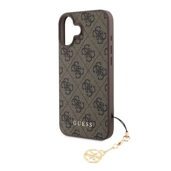 Husa Guess 4G Charm (Tone on Tone) pentru iPhone 16, Maro (Bakr, GUHCP16SGF4GCW) by www.silkase.ro