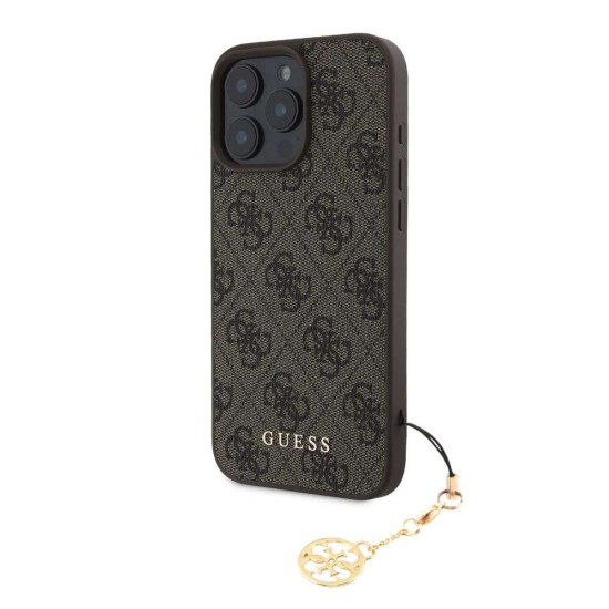 Husa Guess 4G Charm (Tone on Tone) pentru iPhone 16 Pro Max, Maro (Bakr, GUHCP16XGF4GCW) by www.silkase.ro