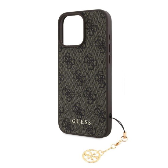 Husa Guess 4G Charm (Tone on Tone) pentru iPhone 16 Pro Max, Maro (Bakr, GUHCP16XGF4GCW) by www.silkase.ro