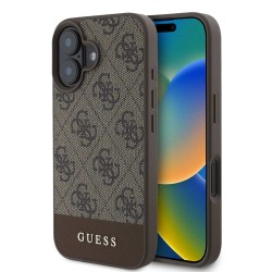 Husa Guess PU 4G Stripe pentru iPhone 16, Maro