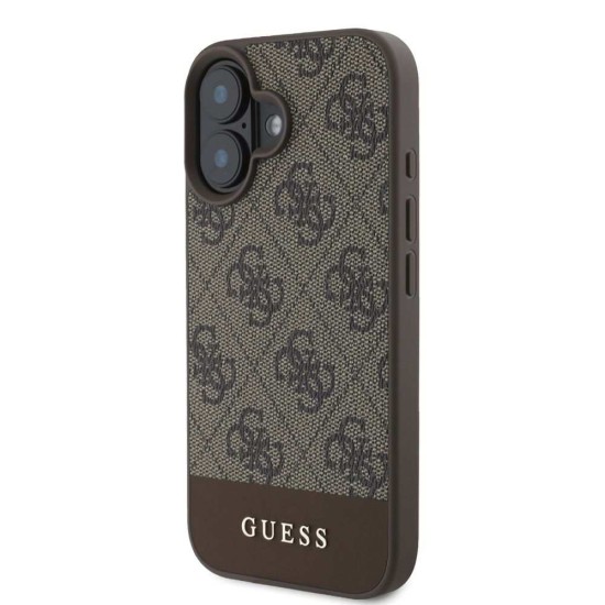 Husa Guess PU 4G Stripe pentru iPhone 16, Maro Husa Guess PU 4G Stripe pentru iPhone 16, Maro (Bakr, GUHCP16SG4GLBR) by www.silkase.ro
