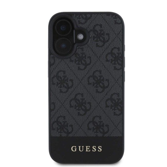 Husa Guess PU 4G Stripe pentru iPhone 16, Gri (Bakr, GUHCP16SG4GLGR) by www.silkase.ro